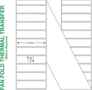 4" x 1" General Use Fan Fold Labels, w/ Perf Thermal Transfer Labels, Perforated, 10500 per Stack (2 Stacks per Carton)
