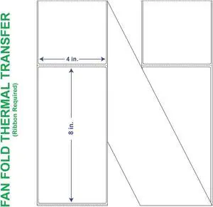 4" x 8" General Use Fan Fold Labels, w/ Perf Thermal Transfer Labels, Perforated, 1250 per Stack (2 Stacks per Carton)