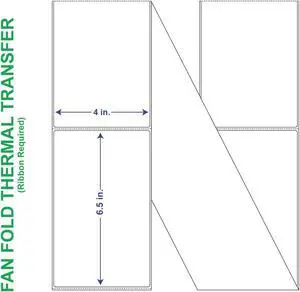 4" x 6-1/2" General Use Fan Fold Labels, w/ Perf Thermal Transfer Labels, Perforated, 2000 per Stack (2 Stacks per Carton)