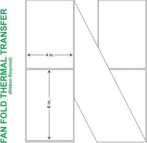 4" x 6" General Use Fan Fold Labels, w/ Perf Thermal Transfer Labels, Perforated, 2000 per Stack (2 Stacks per Carton) 4" x 6" General Use Fan Fold Labels, w/ Perf Thermal Transfer Labels, Perforated, 2000 per Stack (2 Stacks per Carton)