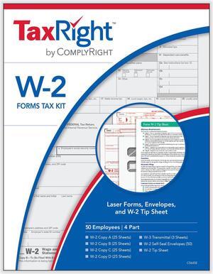 TaxRight W-2 Laser Packaged Set 4-part with Envelope (50 Employees)