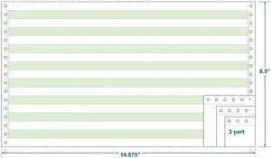 3-Ply Carbonless Paper, 1/2" Green Bar, Form Size 14-7/8" x 8-1/2" (W x H) (Carton of 1200)