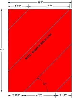 8.5" x 11" Fluorescent Red Full Sheet w/ Slits on Liner, 1 label per Sheet (100 Sheets per Carton)