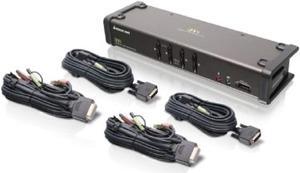 iogear 4-port dvi kvmp switch with cables, taa compliant, gcs1104