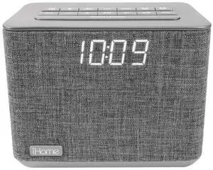 iHome Bluetooth Dual Alarm FM Clock Radio USB Charge Grey Speakers and Alarm Clocks