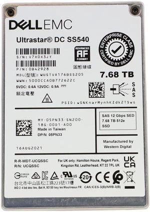 (NOT FOR HOME PC!) Dell 5PN33 WD HGST DC SS540 WUSTVA176BSS205 7.68TB SAS 12Gbps SED FIPS SSD RI - OEM