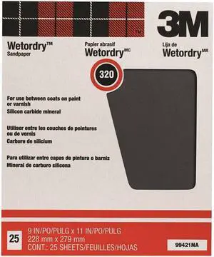 3M 70070927135 Sanding Sheet,11x9 In,320 G,SC,PK250