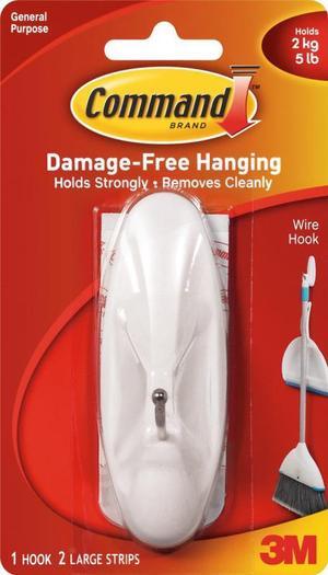 3M 17069 Command Strips and Large Wire Hooks 1 Hook, 2 Strips
