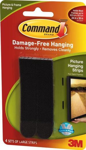 3M 17206BLK Command Large Picture Hanging Strips Black 4 sets/pack