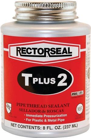 RECTORSEAL 23551 Pipe Thread Sealant 9.6 fl oz, Brush-Top Can, T Plus 2, White,
