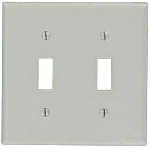 Leviton 87009 2-Gang Toggle Device Switch Wallplate, Standard Size, Thermoset, Device Mount, Gray Leviton 87009 2-Gang Toggle Device Switch Wallplate, Standard Size, Thermoset, Device Mount, Gray