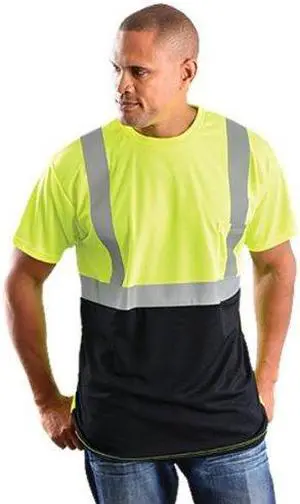 OCCUNOMIX LUX-SSETPBK-YL Short Sleeve T-Shirt,Men,Class 2,Ylw,L