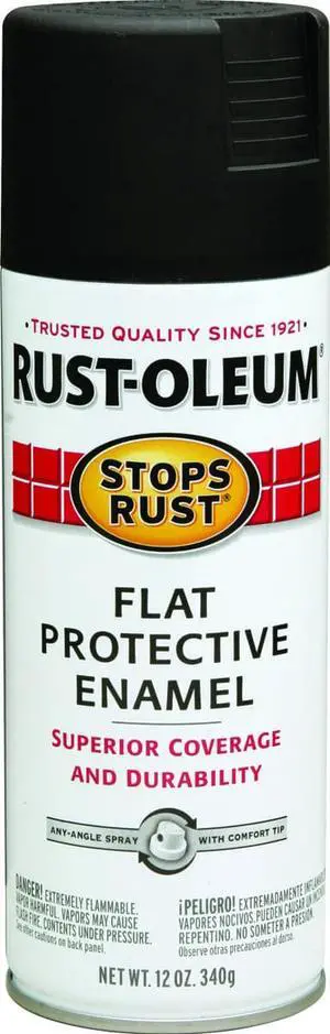 Rustoleum 7776830 Rust Preventive Protective Enamel Spray Paint, 12 oz Aerosol Can, Flat