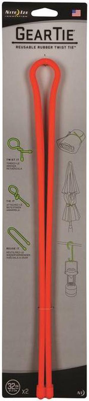 NITE IZE GT32-2PK-31 32" L, 13/32" W, Bright Orange Plastic Gear Tie, PK 2