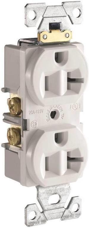 Wht Comm Grd Dup Recept 20A COOPER WIRING Single Receptacles CR20W 032664489235