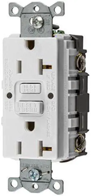 HUBBELL WIRING DEVICE-KELLEMS GFR20W GFCI Receptacle, Duplex, 1 Phase, NEMA