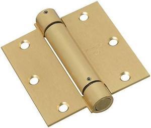 National 3-1/2 In. Square Satin Brass Spring Door Hinge N184556 Pack of 2
