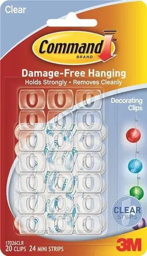 Command Decorating Clips 20/Pkg-Clear