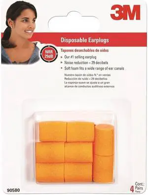 3M 90580 Disposable Ear Plugs with Case - 4 Pair