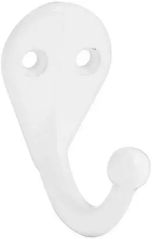 National White Single Cloth Wardrobe Hook, 2 per Card N248377