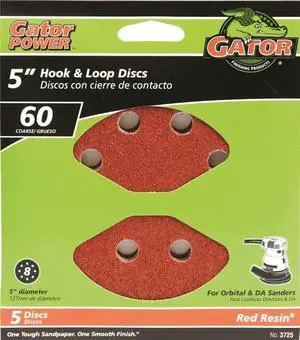 Dsk Sndg 5In 60Grt A/O Rsn 8Hl ALI INDUSTRIES Sanding Discs - Hook & Loop 3725