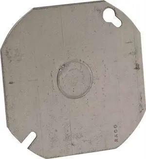 RACO 724 Box Cover, Octagon Box Type, 1 Gang, Galvanized Steel, KO Centered RACO 724 Box Cover, Octagon Box Type, 1 Gang, Galvanized Steel, KO Centered