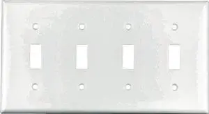 Cooper Wiring Devices 2154W 4-Gang Toggle Switch Wall Plate, Standard Size, Thermoset Plastic, White