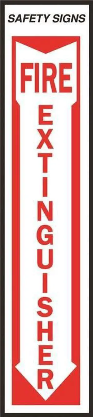 Hy-Ko Vinyl Sign, Fire Extinguisher with Down Arrow FE-1