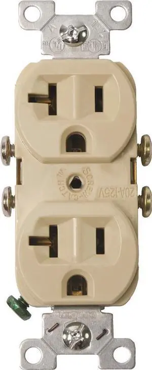 Receptacle Dpx 125V 20A 2P Ivy COOPER WIRING Single Receptacles 877V-BOX Ivory