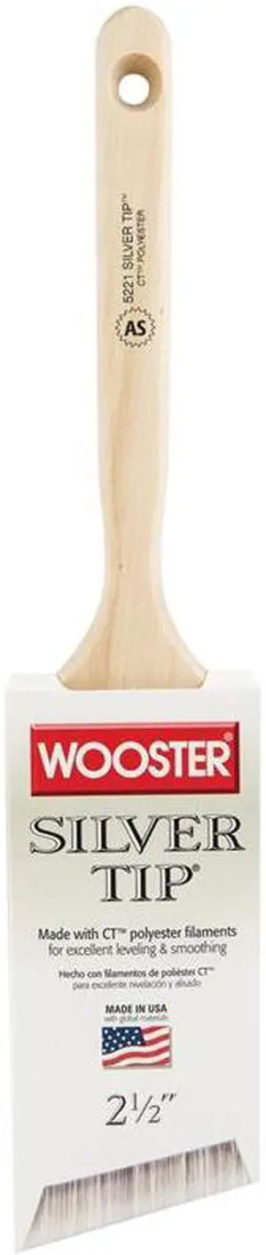 WOOSTER 5221-2 1/2 2-1/2" Angle Sash Soft, Silver CT Polyester Bristle, Paint