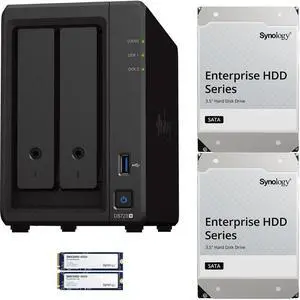 Synology DS723+ 2-Bay NAS, 2GB RAM, 800GB (2x400GB) Cache, 16TB (2 x 8TB) of Synology Enterprise Drives Fully Assembled and Tested By CustomTechSales