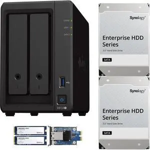 Synology DS723+ 2-Bay NAS, 2GB RAM, 10GbE Adapter, 800GB (2x400GB) Cache, 16TB (2 x 8TB) of Synology Enterprise Drives Fully Assembled and Tested By CustomTechSales