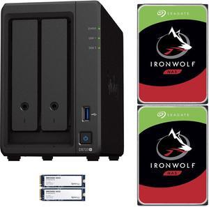 Synology DS723+ 2-Bay NAS, 2GB RAM, 800GB (2x400GB) Cache, 16TB (2 x 8TB) of Seagate Ironwolf NAS Drives Fully Assembled and Tested By CustomTechSales