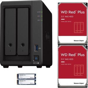 Synology DS723+ 2-Bay NAS, 2GB RAM, 800GB (2x400GB) Cache, 6TB (2 x 3TB) of Western Digital Red Plus Drives Fully Assembled and Tested By CustomTechSales