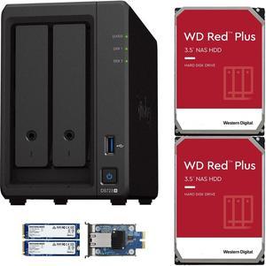 Synology DS723+ 2-Bay NAS, 2GB RAM, 10GbE Adapter, 1.6TB (2x800GB) Cache, 6TB (2 x 3TB) of Western Digital Red Plus Drives Fully Assembled and Tested By CustomTechSales