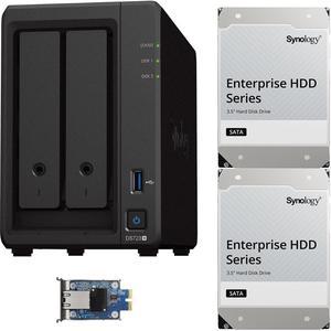 Synology DS723+ 2-Bay NAS, 2GB RAM, 10GbE Adapter, 32TB (2 x 16TB) of Synology Enterprise Drives Fully Assembled and Tested By CustomTechSales