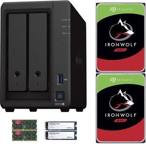 Synology DS723+ 2-Bay NAS, 4GB RAM, 800GB (2x400GB) Cache, 12TB (2 x 6TB) of Seagate Ironwolf NAS Drives Fully Assembled and Tested By CustomTechSales