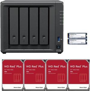 Synology DS423+ Intel Quad-Core 4-Bay NAS, 2GB RAM, 12TB (4 x 3TB) of Western Digital Red Plus Drives and 800GB (2 x 400GB) Synology Cache Fully Assembled and Tested By CustomTechSales