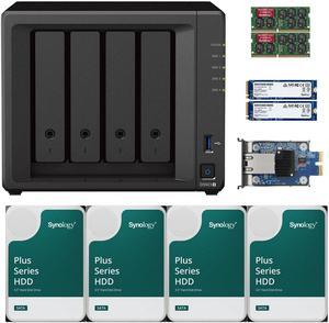 Synology DS923+ Dual-Core 4-Bay NAS with 16GB RAM and 16TB (4 x 4TB) of Synology Plus Drives and a 10GbE Adapter and 1.6TB (2 x 800GB) Synology Cache Fully Assembled and Tested By CustomTechSales