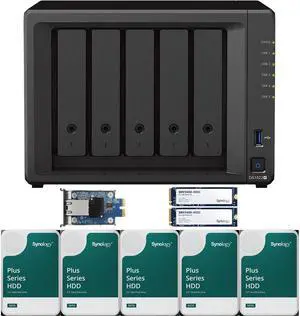 Synology DS1522+ 5-Bay NAS with 8GB RAM and 30TB (5 x 6TB) of Synology Plus Drives and a 10GbE Adapter and 800GB (2 x 400GB) Synology Cache Fully Assembled and Tested By CustomTechSales