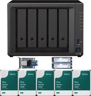 Synology DS1522+ 5-Bay NAS with 8GB RAM and 30TB (5 x 6TB) of Synology Plus Drives and a 10GbE Adapter and 1.6TB (2 x 800GB) Synology Cache Fully Assembled and Tested By CustomTechSales