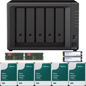 Synology DS1522+ 5-Bay NAS with 16GB RAM and 60TB (5 x 12TB) of Synology Plus Drives and 800GB (2 x 400GB) Synology Cache Fully Assembled and Tested By CustomTechSales