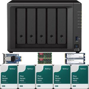 Synology DS1522+ 5-Bay NAS with 16GB RAM and 30TB (5 x 6TB) of Synology Plus Drives and a 10GbE Adapter and 800GB (2 x 400GB) Synology Cache Fully Assembled and Tested By CustomTechSales