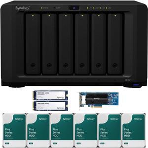 Synology DS1621+ 6-Bay NAS with 4GB RAM, a 2-port 10GbE Adapter and 24TB (6 x 4TB) of Synology Plus Drives and 800GB (2 x 400GB) Synology Cache Fully Assembled and Tested By CustomTechSales