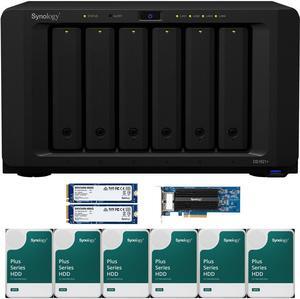 Synology DS1621+ 6-Bay NAS with 4GB RAM, a 2-port 10GbE Adapter and 36TB (6 x 6TB) of Synology Plus Drives and 1.6TB (2 x 800GB) Synology Cache Fully Assembled and Tested By CustomTechSales