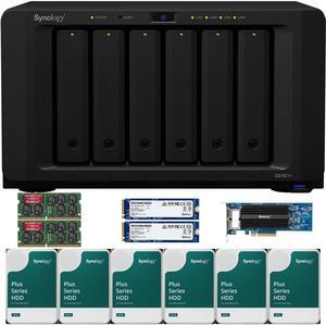 Synology DS1621+ 6-Bay NAS with 32GB RAM, a 2-port 10GbE Adapter and 24TB (6 x 4TB) of Synology Plus Drives and 1.6TB (2 x 800GB) Synology Cache Fully Assembled and Tested By CustomTechSales