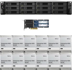 Synology RS3621xs+ 12-Bay NAS with 8GB RAM and 96TB (12 x 8TB) of Synology Enterprise Drives and 1.6TB (2 x 800GB) Cache Fully Assembled and Tested By CustomTechSales