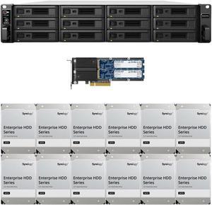 Synology RS3621RPxs 12-Bay NAS with 8GB RAM and 192TB (12 x 16TB) of Synology Enterprise Drives and 800GB (2 x 400GB) Cache Fully Assembled and Tested By CustomTechSales