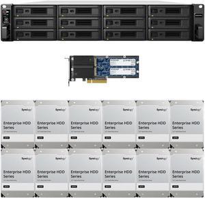 Synology RS3621RPxs 12-Bay NAS with 8GB RAM and 96TB (12 x 8TB) of Synology Enterprise Drives and 1.6TB (2 x 800GB) Cache Fully Assembled and Tested By CustomTechSales