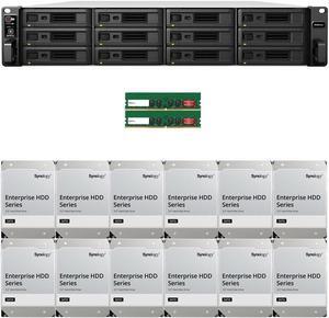 Synology RS3621xs+ 12-Bay NAS with 16GB RAM and 144TB (12 x 12TB) of Synology Enterprise Drives Fully Assembled and Tested By CustomTechSales